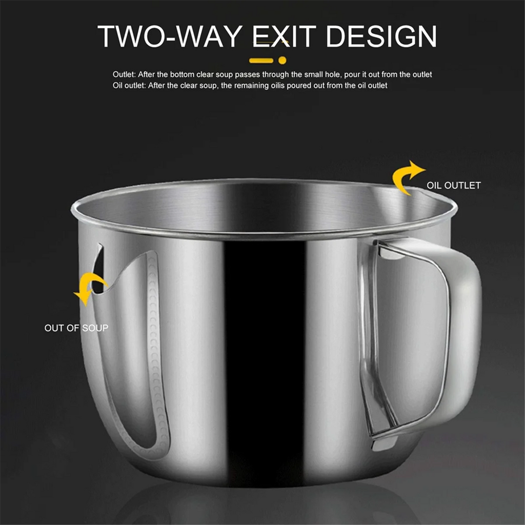 Stainless Steel Fat Separator 1L/4 Cup Gravy Grease with Strainer and Glass Lid Soup Oil Cup – Durable Stainless Steel Construction for Streamlined Everyday Routines