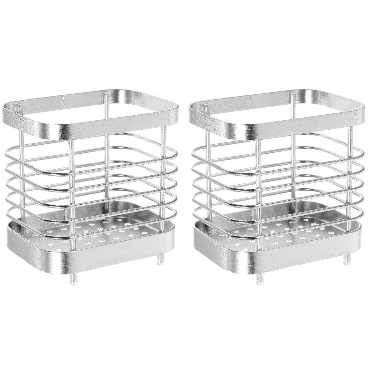 unbranded 2pcs Stainless Steel Cutlery Holder Kitchen Worktop Spoon Stand Space-saving Kitchen Utensil Holder – Durable Stainless Steel Construction for Streamlined Everyday Routines
