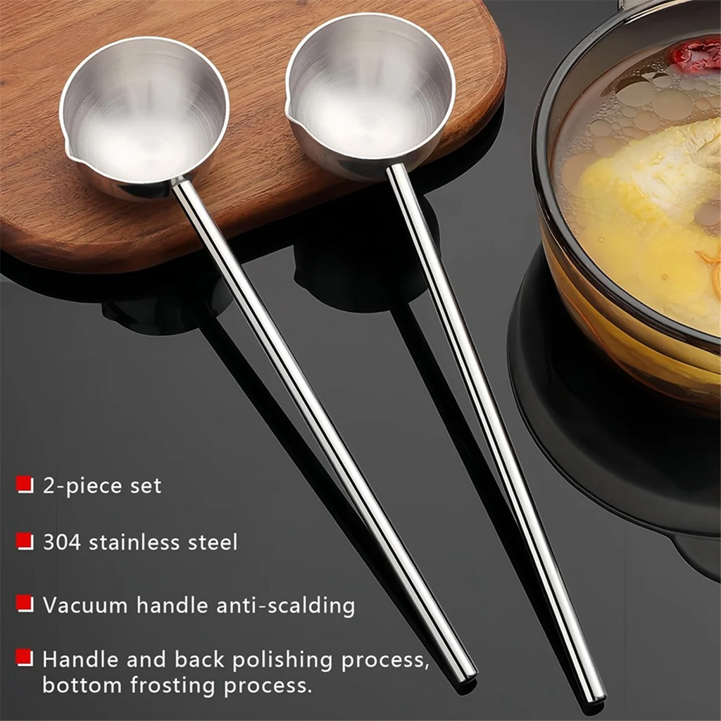 Small Soup Ladle Stainless Steel Metal Deep Spoon with Pour Spout 2 Oz Long Handle Gravy Ladles Heat- 10.5 Inch – Convenient Carry Handles for Streamlined Everyday Routines