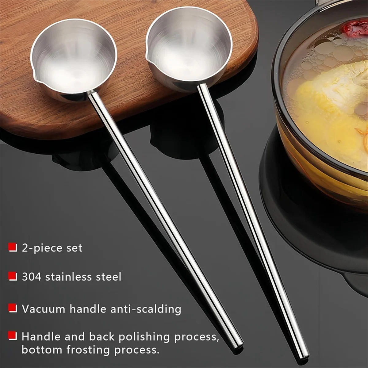 Small Soup Ladle Stainless Steel Metal Deep Spoon with Pour Spout 2 Oz Long Handle Gravy Ladles Heat- 10.5 Inch – Convenient Carry Handles for Streamlined Everyday Routines