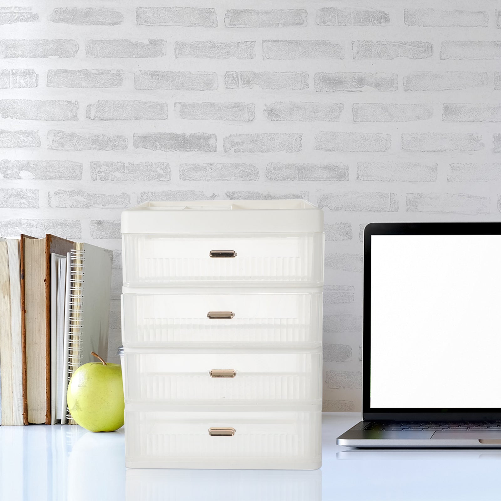 Skincare Desktop Storage Box 32.00X23.00X17.00CM White – Practical Home Organization for Streamlined Everyday Routines