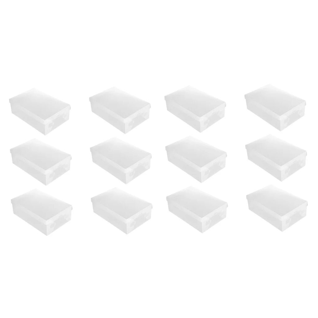 12 PCS Shoes Boxes Transparent Shoes Cases Plastic Storage Box Shoes Container for Home Shop 28x18x10cm – Clear-View Organization for Streamlined Everyday Routines