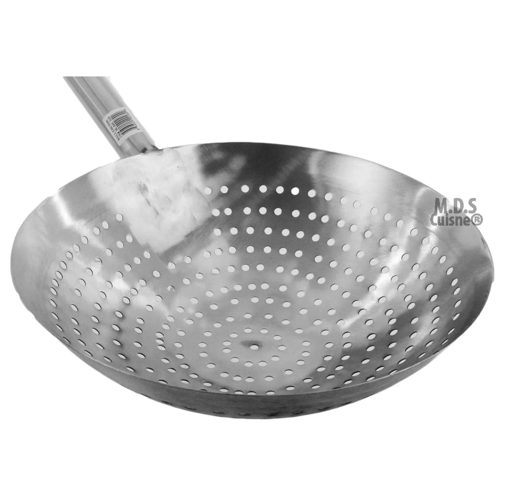 Stir Fry Skimmer Strainer 25" Stainless Steel Spider Ladle for Deep Frying Carnitas Chicken Shrimp - Long Handle Kitchen Tool – Convenient Carry Handles for Streamlined Everyday Routines