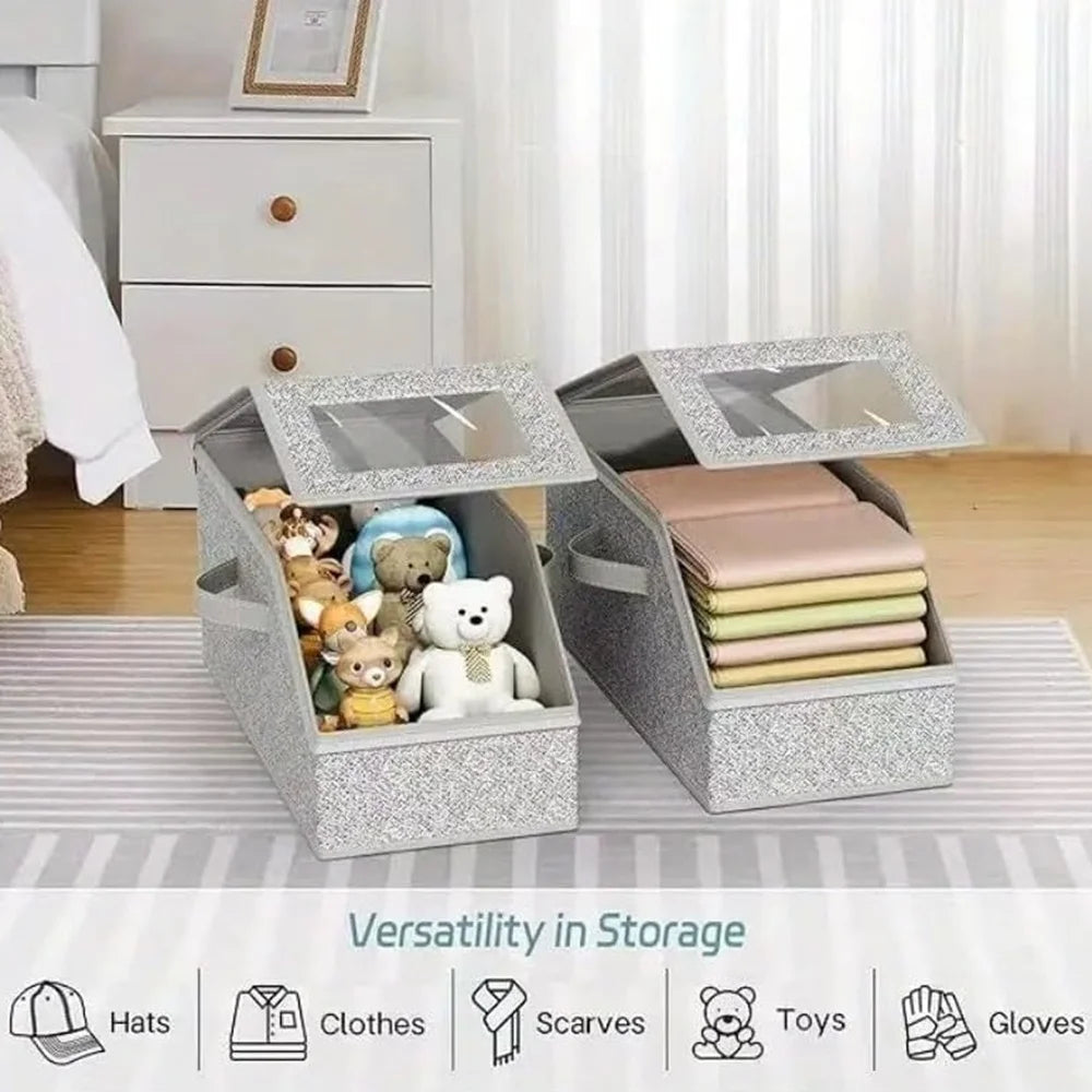 4 PCS Stackable Hat Storage for Baseball Caps Hat Storage Boxes for Closet Holds up to 12 Caps with Cardboard Hat Organizer for Women & Men (Grey) – Stackable Organization for Streamlined Everyday Routines