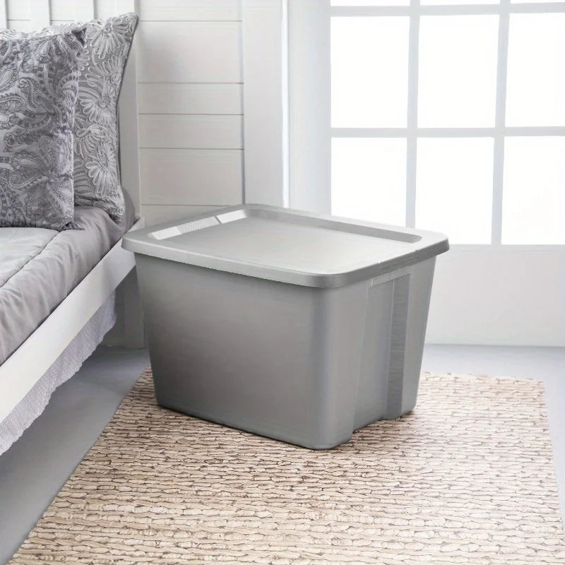 2-Pack 18 Gallon Heavy-Duty Plastic Storage Bins with Snap-On Lids - Durable Stackable Gray Organizers for Home Garage Pantry & Office - Space-Saving Rectangular Design with Reinforced Handles – Stackable Organization for Streamlined Everyday Routines