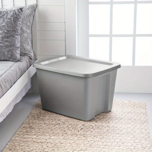 2-Pack 18 Gallon Heavy-Duty Plastic Storage Bins with Snap-On Lids - Durable Stackable Gray Organizers for Home Garage Pantry & Office - Space-Saving Rectangular Design with Reinforced Handles – Stackable Organization for Streamlined Everyday Routines