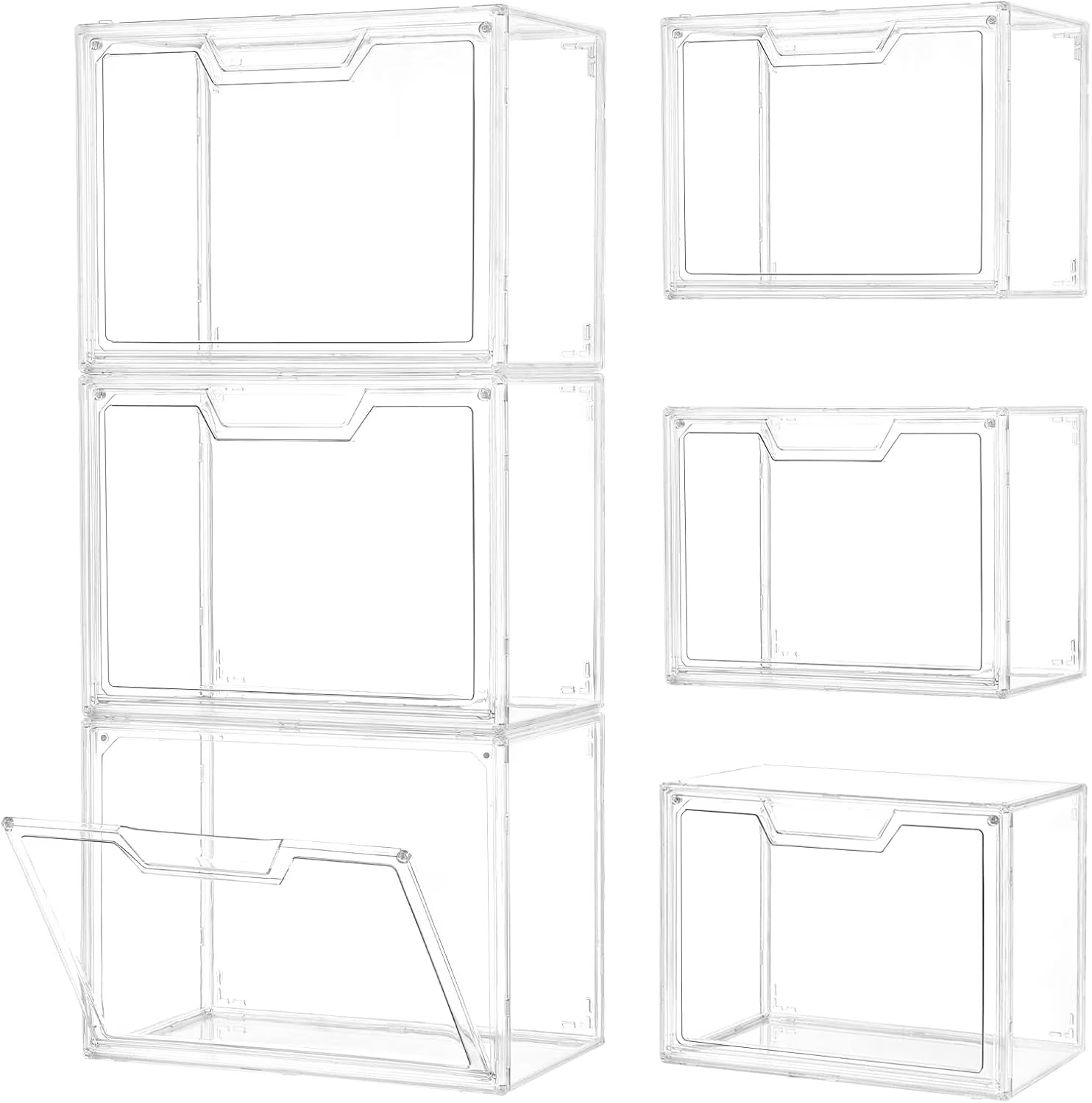 3 Pack Clear Storage Bins with Lids Storage Containers with Magnetic Door Stackable Acrylic Display Case for Handbags Cosmetic Multifunctional Storage Boxes for Dorm Living Room Bedroom Storage – Stackable Organization for Streamlined Everyday Routines