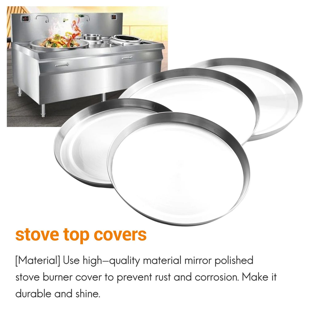 4Pcs Stainless Steel Hob Covers Stove Plate Top Cooker Protector Kit Set Utensils 17/21CM Kitchen Accessories – Durable Stainless Steel Construction for Streamlined Everyday Routines