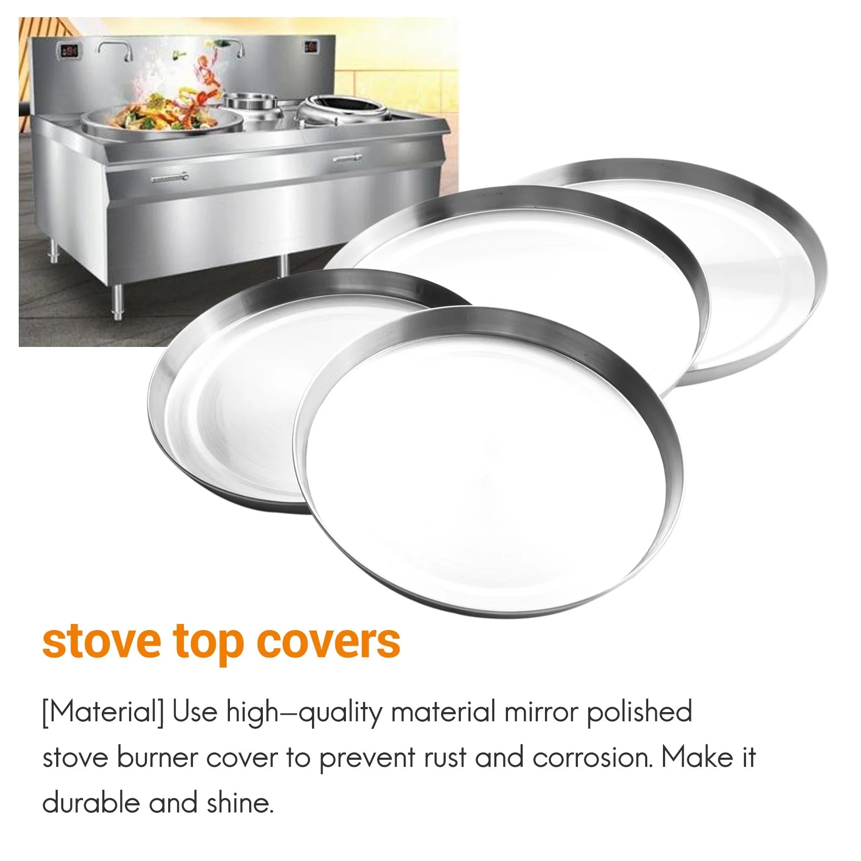 4Pcs Stainless Steel Hob Covers Stove Plate Top Cooker Protector Kit Set Utensils 17/21CM Kitchen Accessories – Durable Stainless Steel Construction for Streamlined Everyday Routines
