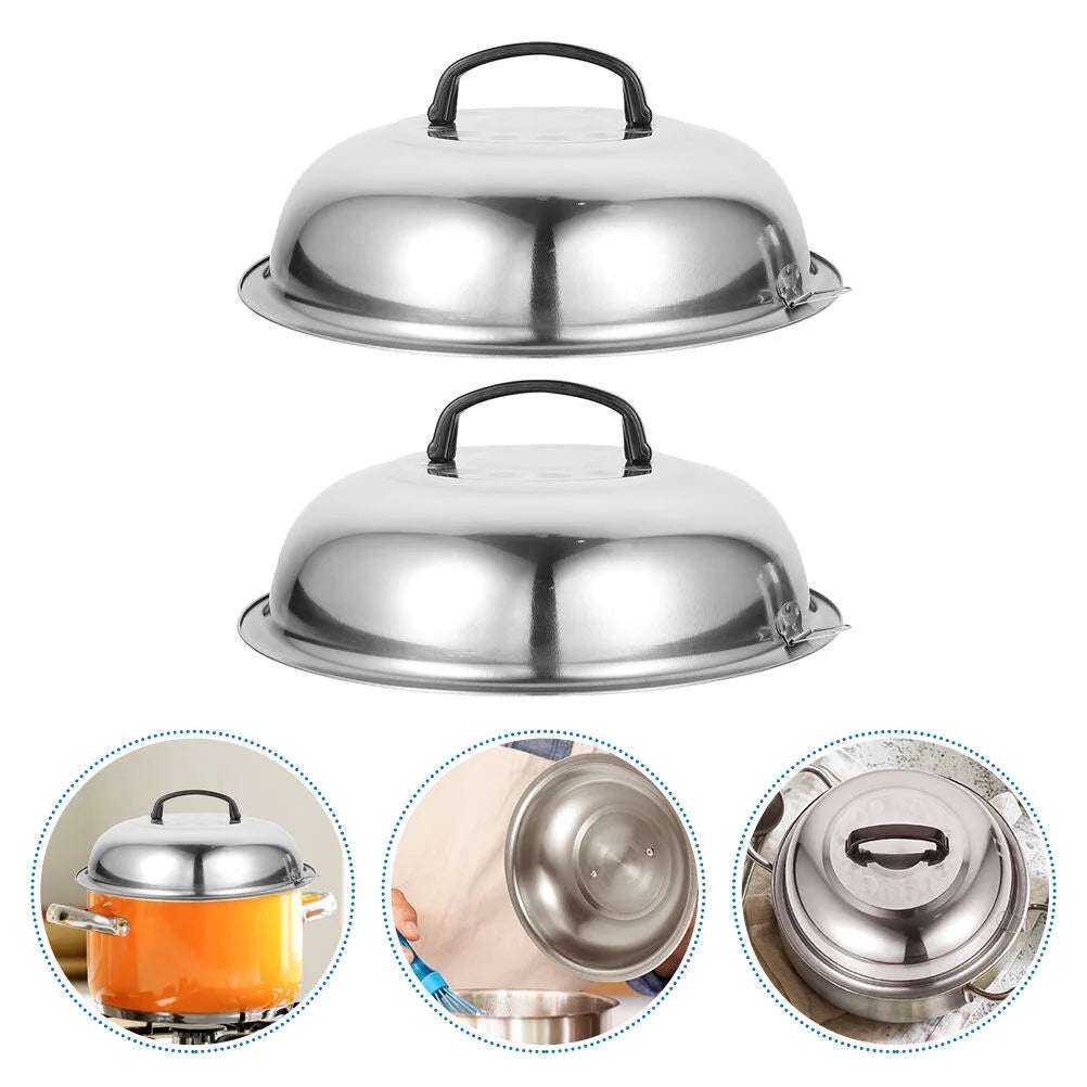 unbranded 2Pcs Stainless Steel Pot Covers 28.5cm Pot Lids Kitchen Accessories (Silver) – Durable Stainless Steel Construction for Streamlined Everyday Routines