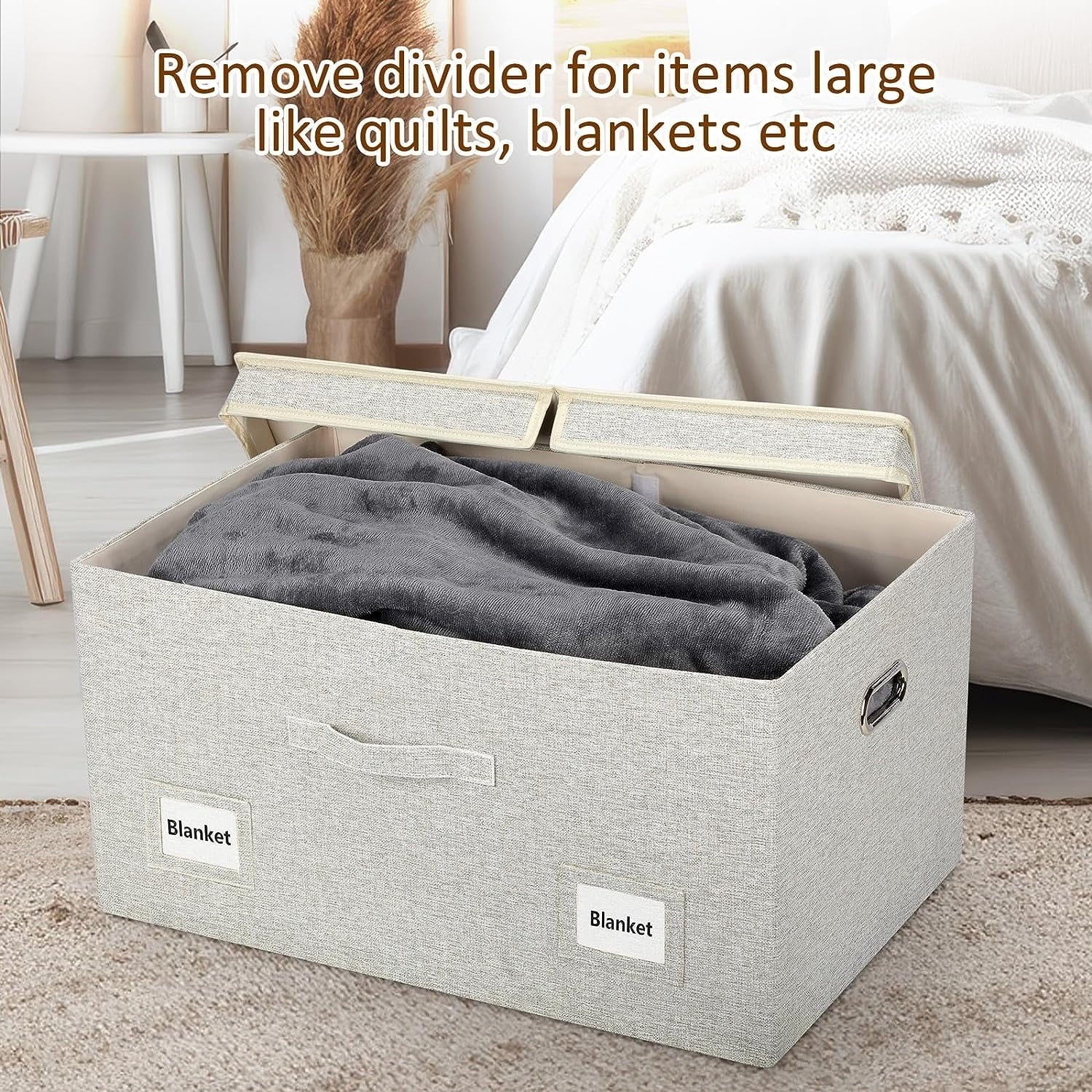 Large 17" 36 Quart Collapsible Stackable Storage Bins with Lids 3 Packs White Linen Fabric Closet Boxes with Lids Storage Cube Baskets Container Organizers for Bedroom Office(17 x12 x11) – Multiroom Organization Format for Streamlined Everyday Routines