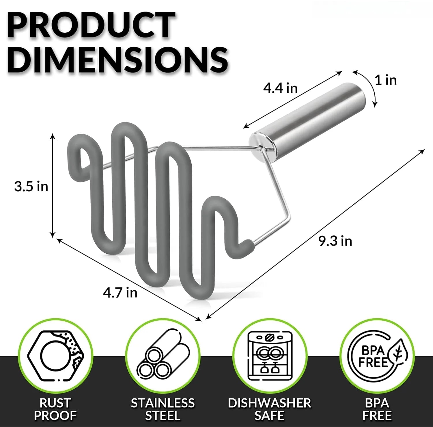Scratch-resistant silicone potato masher kitchen tool potato masher stainless steel wrapped durable silicone potato smasher gray – Durable Stainless Steel Construction for Streamlined Everyday Routines