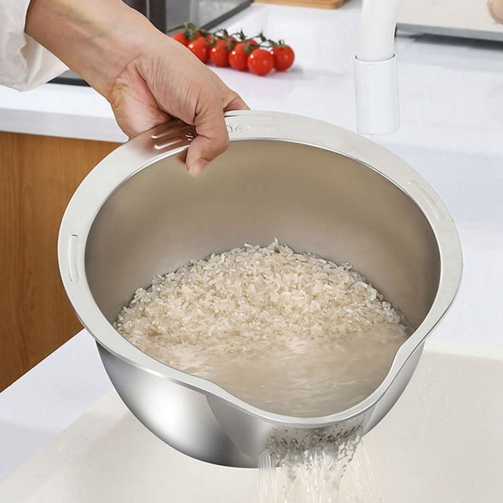 Rice Washer Strainer Bowl Stainless Steel Washing Colander Fruit and Vegetable Kitchen Tool A – Durable Stainless Steel Construction for Streamlined Everyday Routines