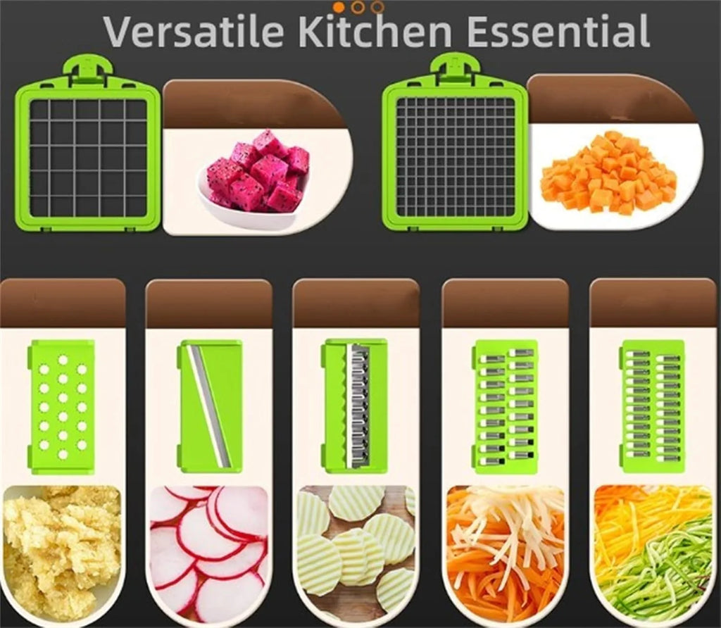 14Pcs Multi-Functional Vegetable Cutter & Slicer Trendgolden Food Chopper Stainless Steel Blades Kitchen Gadgets & Accessories (Pink) – Durable Stainless Steel Construction for Streamlined Everyday Routines