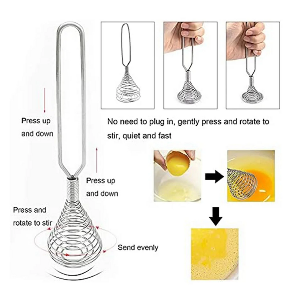 Stainless Steel Spring Coil Whisk Wire Whip-Cream Egg Beater -Cream Hand Mixer Kitchen Tool Accessories for Mixing – Durable Stainless Steel Construction for Streamlined Everyday Routines