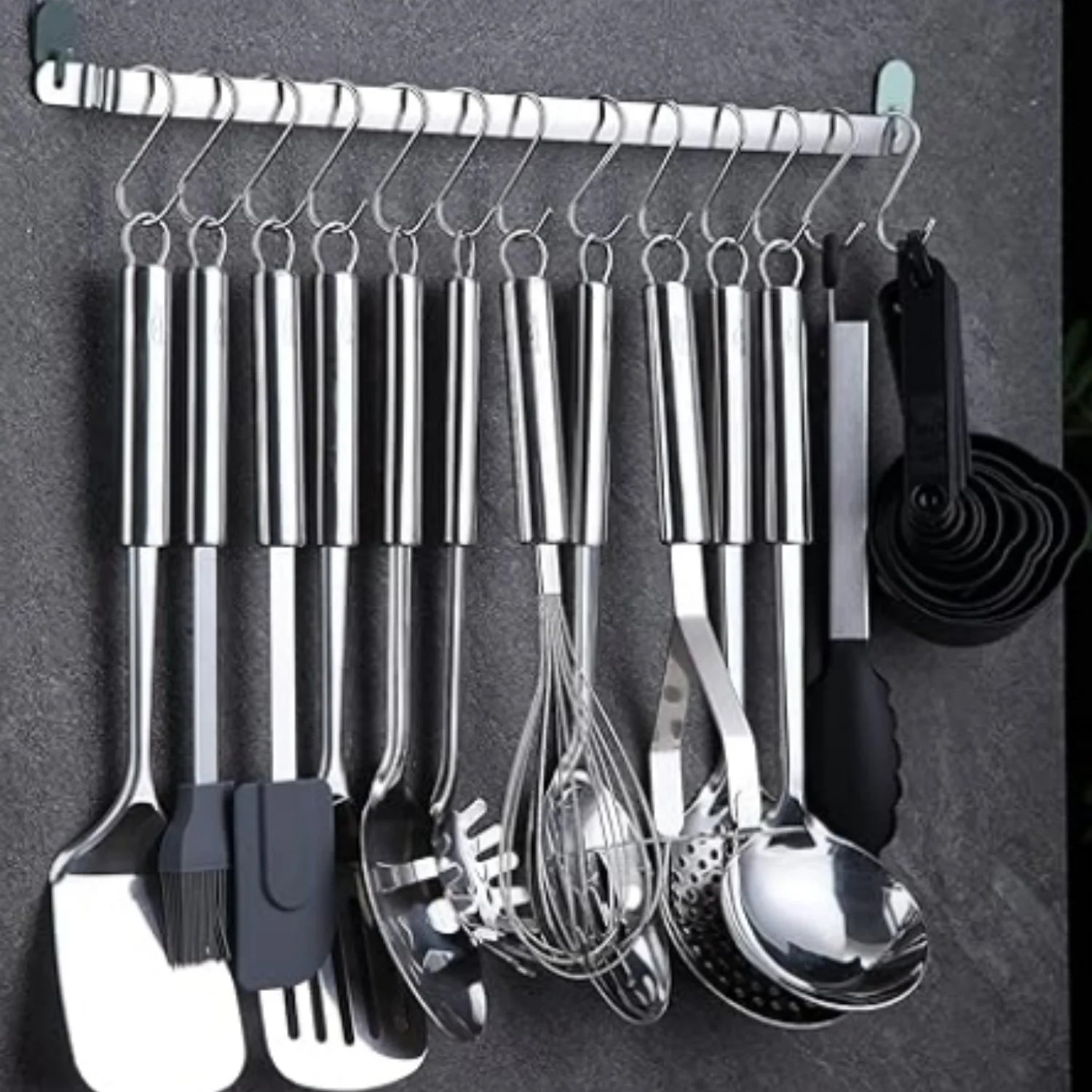 Kitchen Utensils Set 38 Pieces Stainless Steel Cooking Utensils Set Kitchen Gadgets Cookware Kitchen Tool Set with Utensil Holder Rack And Hooks For Hanging Dishwasher Suitable – Space-Saving Hanging Design for Streamlined Everyday Routines
