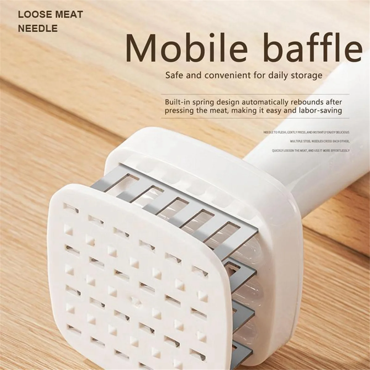 Meat Tenderizer Needle Stainless Steel Prongs Food Grade 5.5x5.5x17cm White – Durable Stainless Steel Construction for Streamlined Everyday Routines