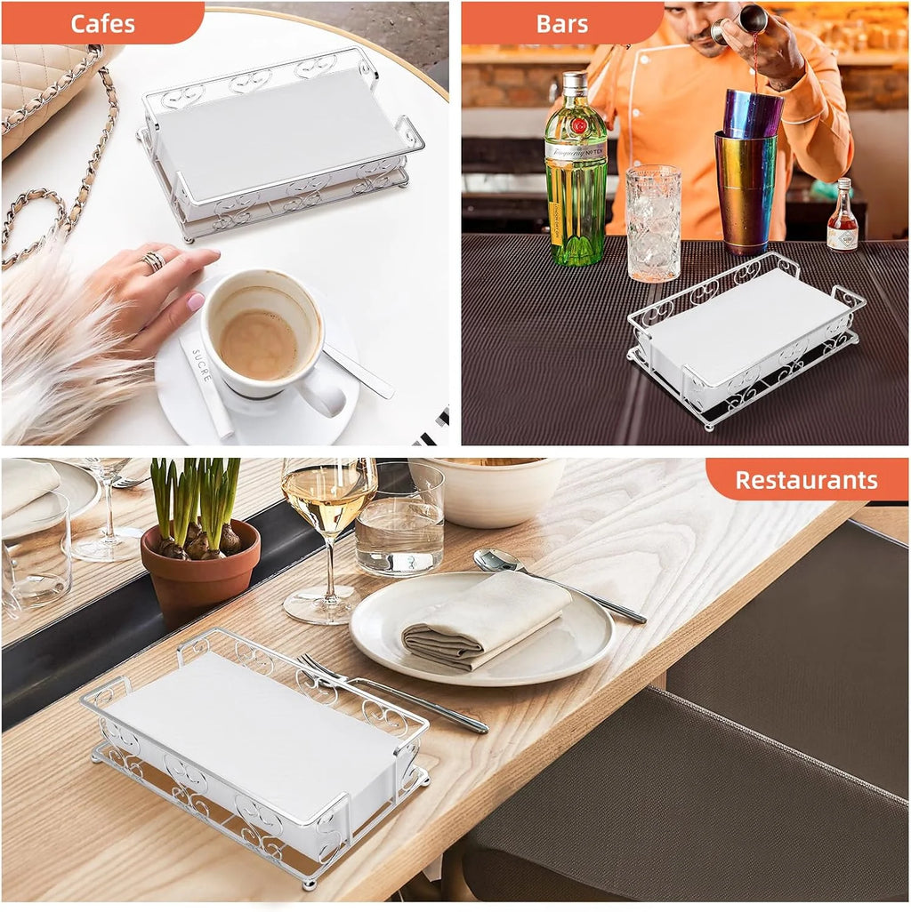 Napkin Holder & Guest Towel Tray - Stainless Steel Disposable Paper Towel Dispenser for Bathroom Table Kitchen Countertop Dinner Table Vanity – Durable Stainless Steel Construction for Streamlined Everyday Routines