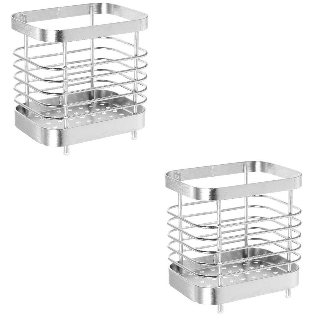 unbranded 2pcs Stainless Steel Cutlery Holder Kitchen Worktop Spoon Stand Space-saving Kitchen Utensil Holder – Durable Stainless Steel Construction for Streamlined Everyday Routines