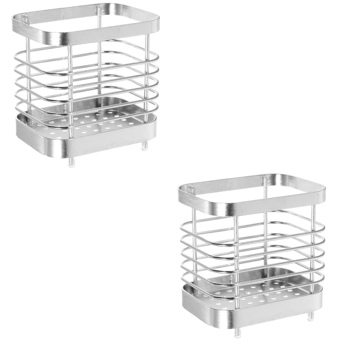 unbranded 2pcs Stainless Steel Cutlery Holder Kitchen Worktop Spoon Stand Space-saving Kitchen Utensil Holder – Durable Stainless Steel Construction for Streamlined Everyday Routines