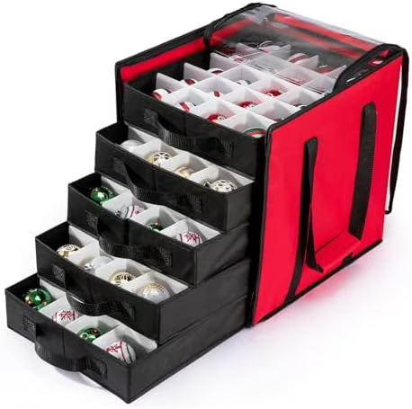 Christmas Ornament Storage Containers -Holds Up to 100 Holiday Ornaments with 5 Removable Trays Large Storage Box with Clear Covered Top & Sturdy Handles – Clear-View Organization for Streamlined Everyday Routines
