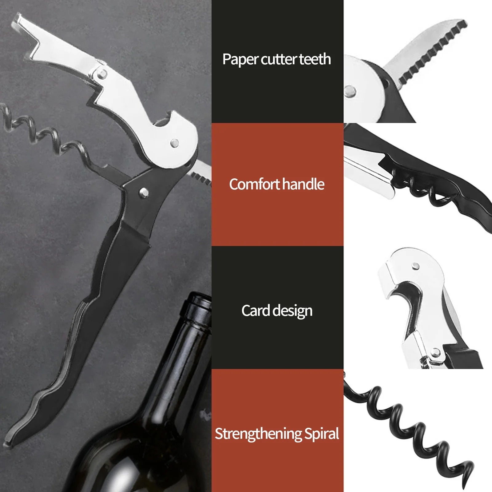 Hiroekza Opener Waiters Key For Servers Bartender With Foil Cutter Jar Opener Manual Bottle Opener Double Hinged Bottle Opener Kitchen Gadgets Clearance – Convenient Drink Preparation for Streamlined Everyday Routines