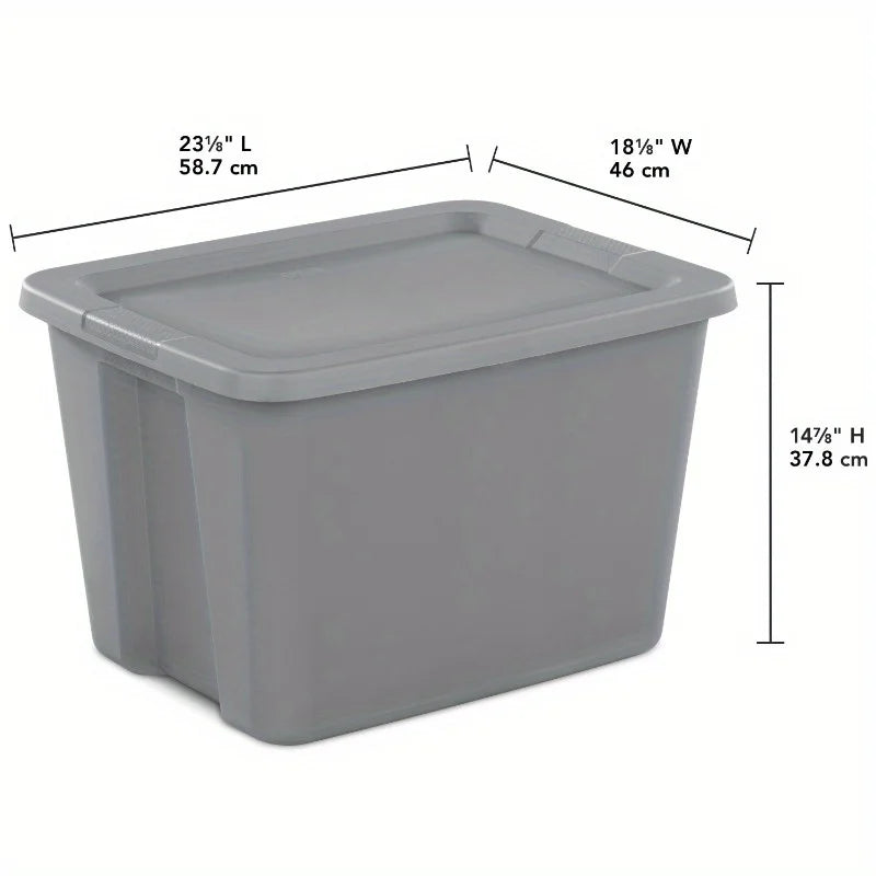 2-Pack 18 Gallon Heavy-Duty Plastic Storage Bins with Snap-On Lids - Durable Stackable Gray Organizers for Home Garage Pantry & Office - Space-Saving Rectangular Design with Reinforced Handles – Stackable Organization for Streamlined Everyday Routines