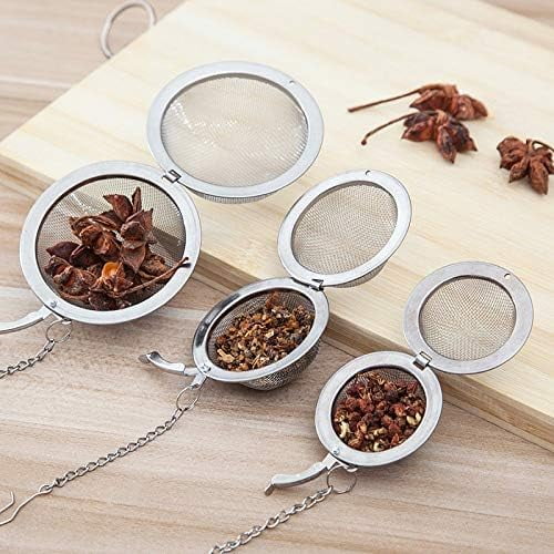 3pcs Stainless steel fine mesh seasoning ball kitchen soup spice stew filter kitchen tool metal tea bag tea ball (3pcs Round Shape),Silver,5cm/6cm/7cm – Durable Stainless Steel Construction for Streamlined Everyday Routines