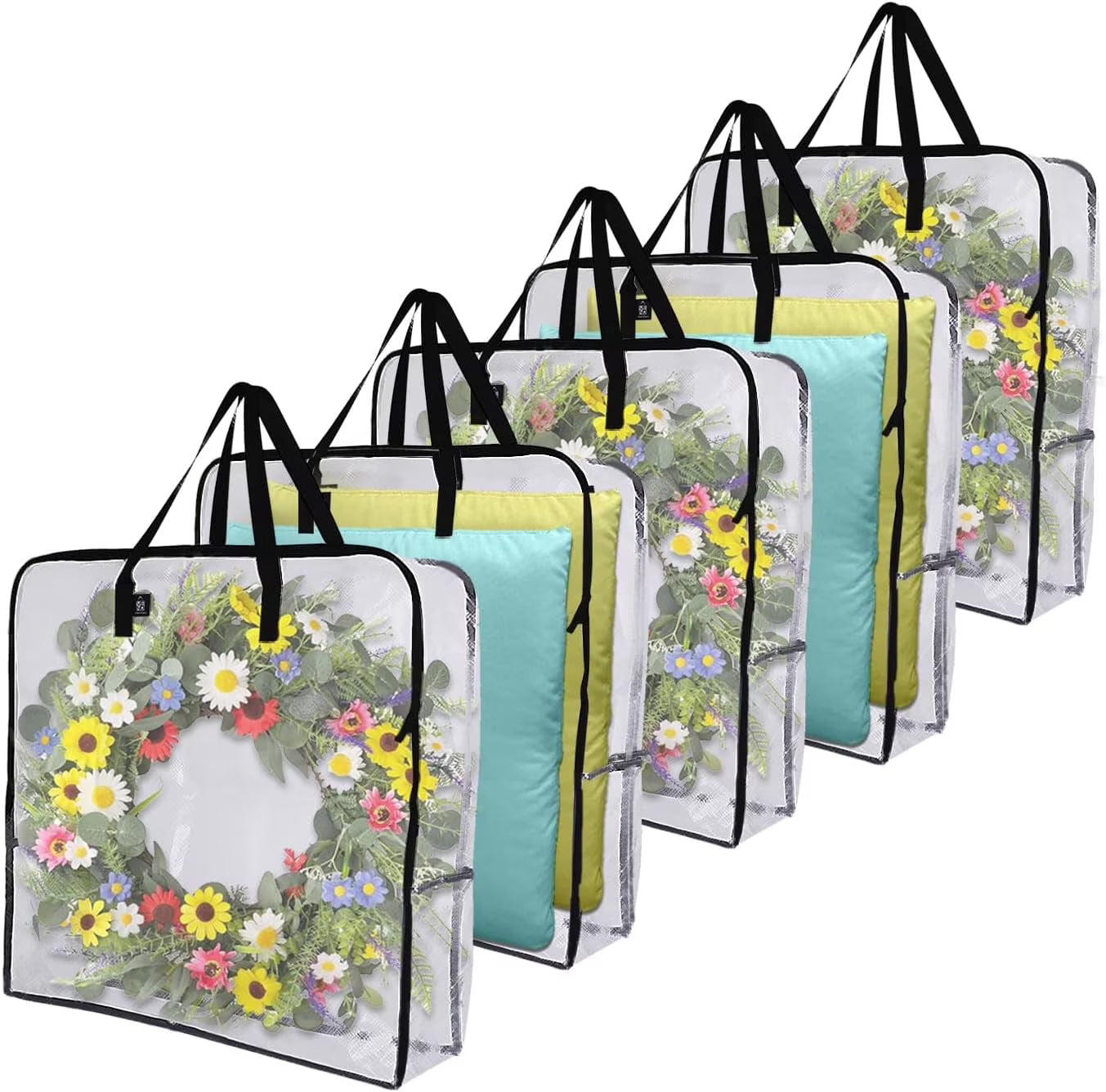 4 Pack Wreath Storage Bag Summer Christmas Decoration Garland Container 30 Inch Clear Door Wreath Organizers Moving Boxes Packing Supplies for College – Clear-View Organization for Streamlined Everyday Routines