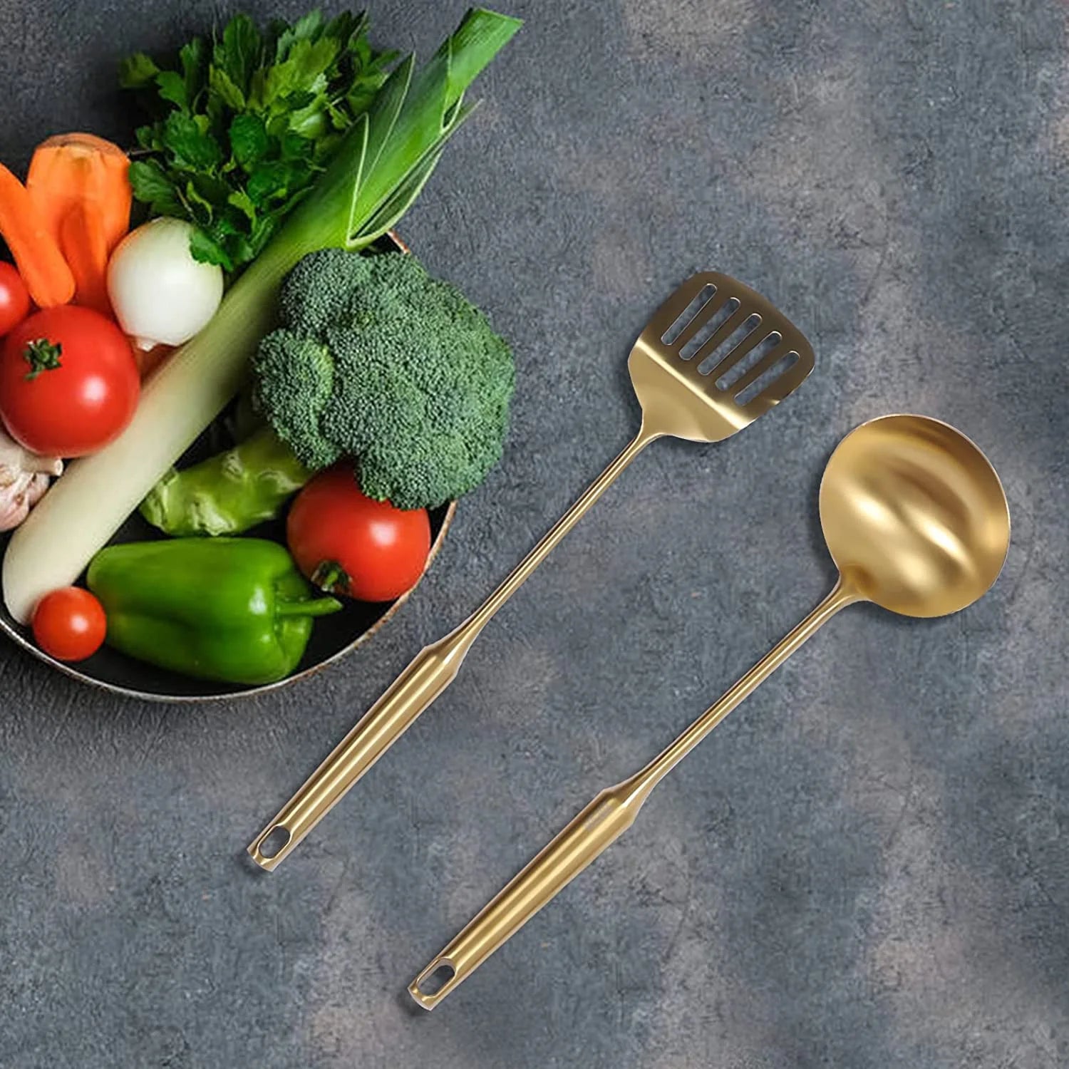 7pcs/ Set Gold Cooking Utensils Suitable for everyday use Kitchen Tool with Holder Stainless Steel – Durable Stainless Steel Construction for Streamlined Everyday Routines