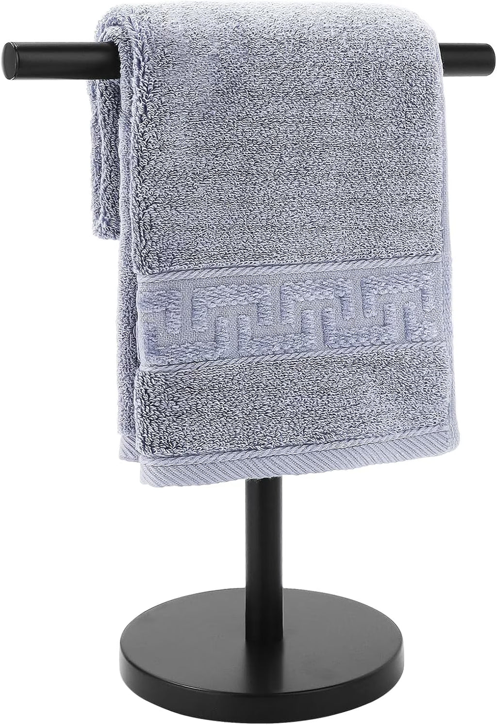 T-Shape Bath Hand Towel Holder Stand Stainless Steel Free Standing Hand Towel Rack with Heavy Base for Bathroom Kitchen & Countertop Matte Black – Durable Stainless Steel Construction for Streamlined Everyday Routines