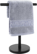 T-Shape Bath Hand Towel Holder Stand Stainless Steel Free Standing Hand Towel Rack with Heavy Base for Bathroom Kitchen & Countertop Matte Black – Durable Stainless Steel Construction for Streamlined Everyday Routines