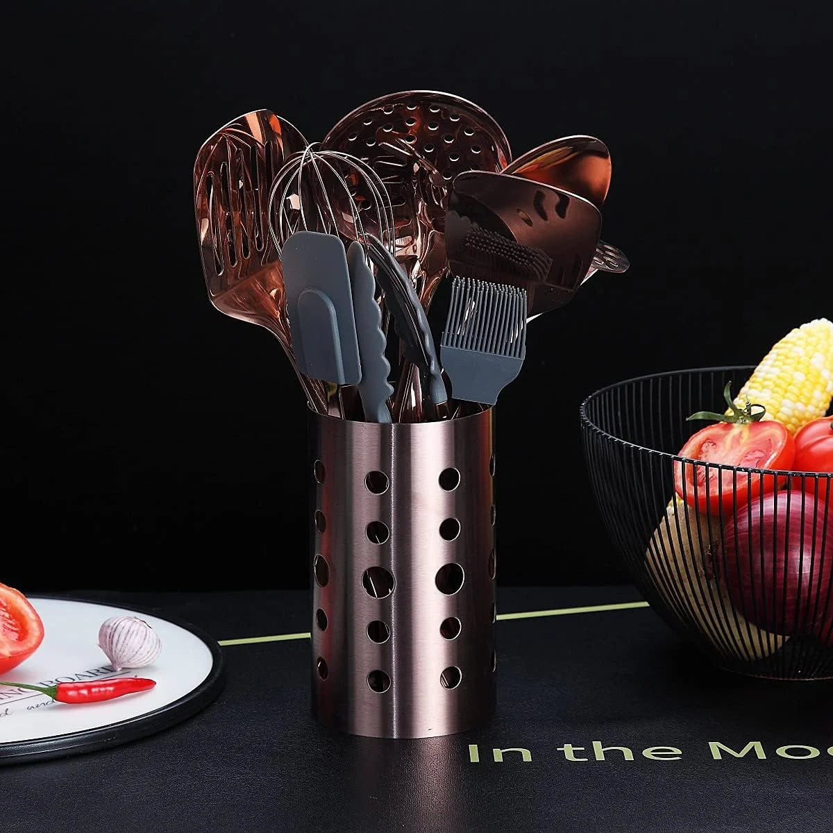 Copper Kitchen Utensils Set,13 Pieces Stainless Steel Cooking Utensils Set with – Durable Stainless Steel Construction for Streamlined Everyday Routines