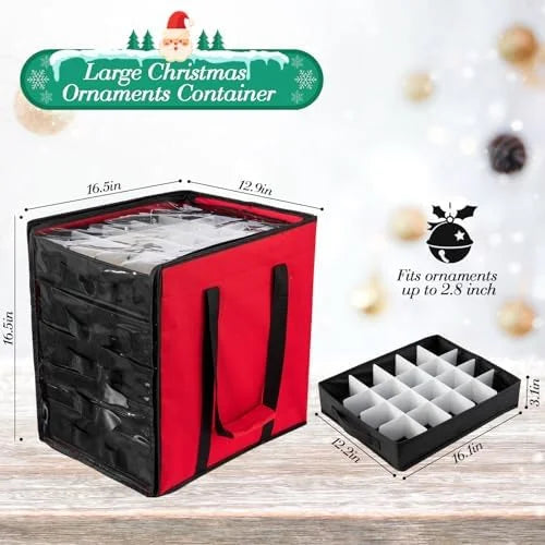 Christmas Ornament Storage Containers -Holds Up to 100 Holiday Ornaments with 5 Removable Trays Large Storage Box with Clear Covered Top & Sturdy Handles – Clear-View Organization for Streamlined Everyday Routines