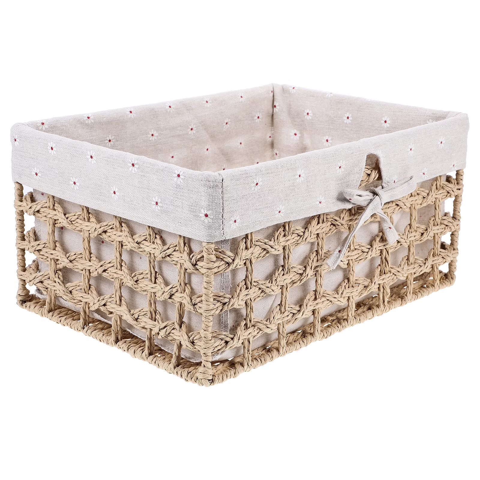Rustic Storage Bins Grass Basket Cube Boxes with Lids Fabric Toy Sundries – Everyday Household Format for Streamlined Everyday Routines