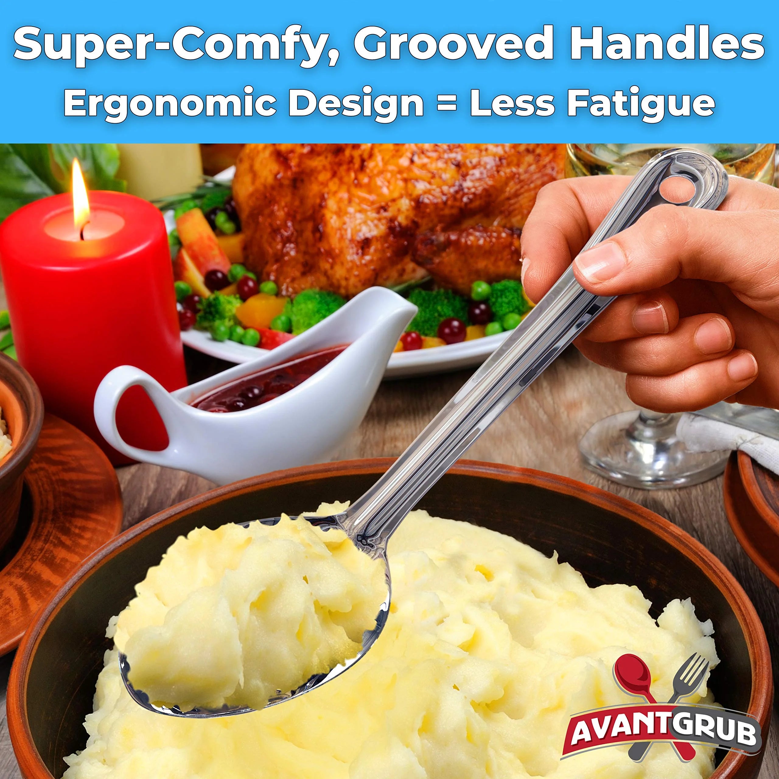 Super Strong 11 Inch Serving Spoon Ergonomic Stainless Steel Cooking Utensil Large Basting Spoon for Professional Restaurant Buffet Banquet Service and Home Chefs Silver – Durable Stainless Steel Construction for Streamlined Everyday Routines