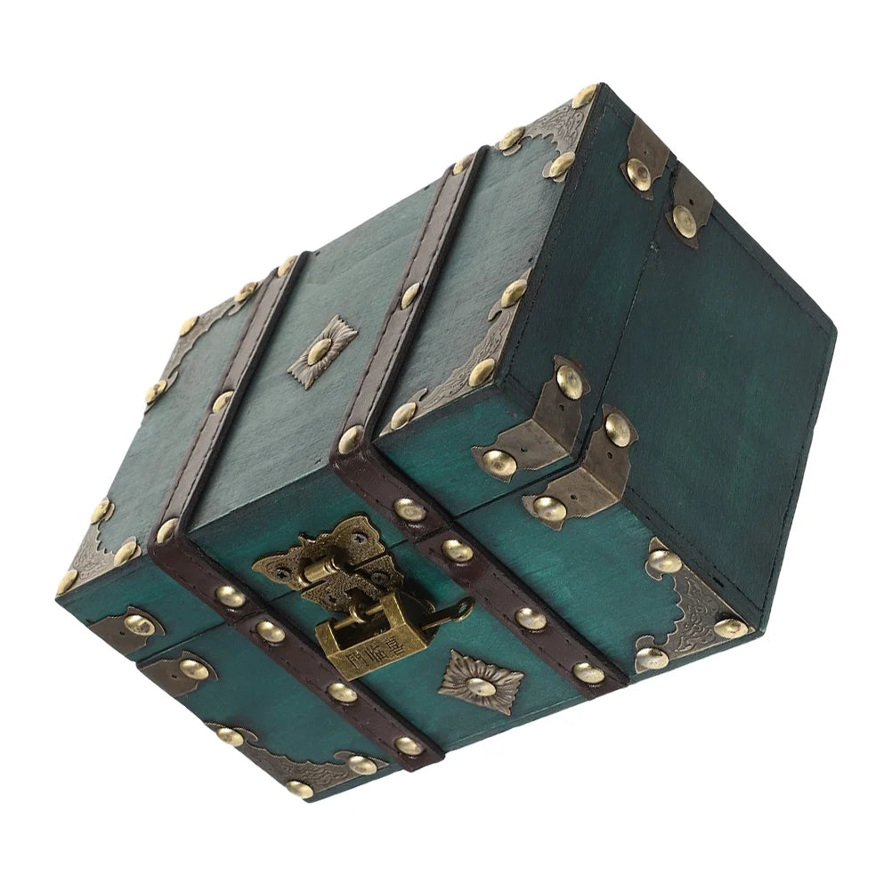 Wooden Storage Box Keepsake Stash Photo Treasure Chest Crate Dark Green – Natural-Look Construction for Streamlined Everyday Routines