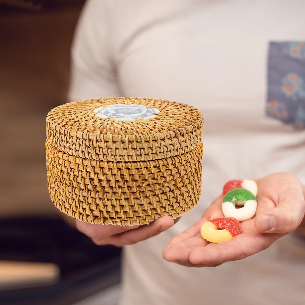 Toy Rattan Nut Box Household Storage Container 14X14X8CM – Practical Home Organization for Streamlined Everyday Routines