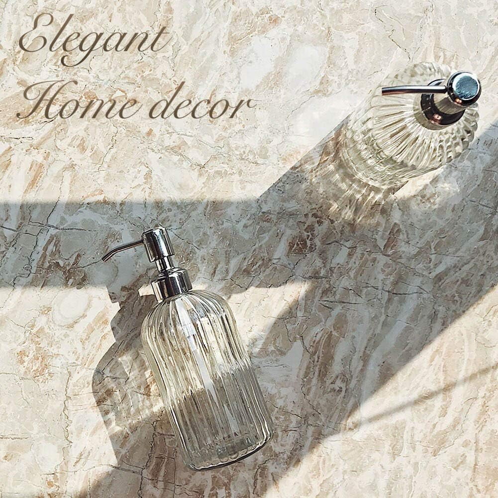 18 Oz Clear Glass Soap Dispenser with Rust-resistant Stainless Steel Pump Refillable Liquid Hand soap Dispenser for Bathroom Well-crafted Kitchen Soap Dispenser – Clear-View Organization for Streamlined Everyday Routines