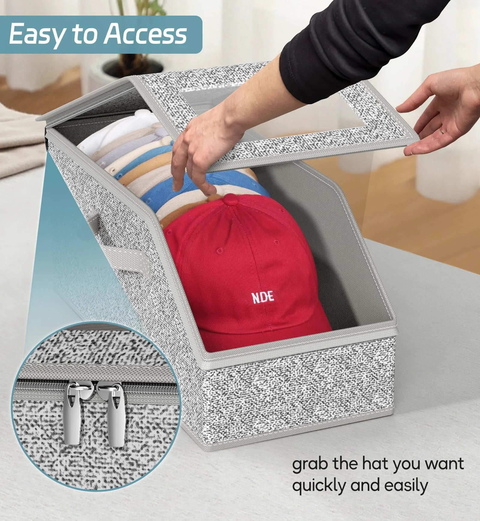 2 Pcs Stackable Hat Storage for Baseball Caps Holds up to 24 Caps Hat Organizer for Closet Sturdy Snapback Boxes for Men with Cardboard Grey – Stackable Organization for Streamlined Everyday Routines