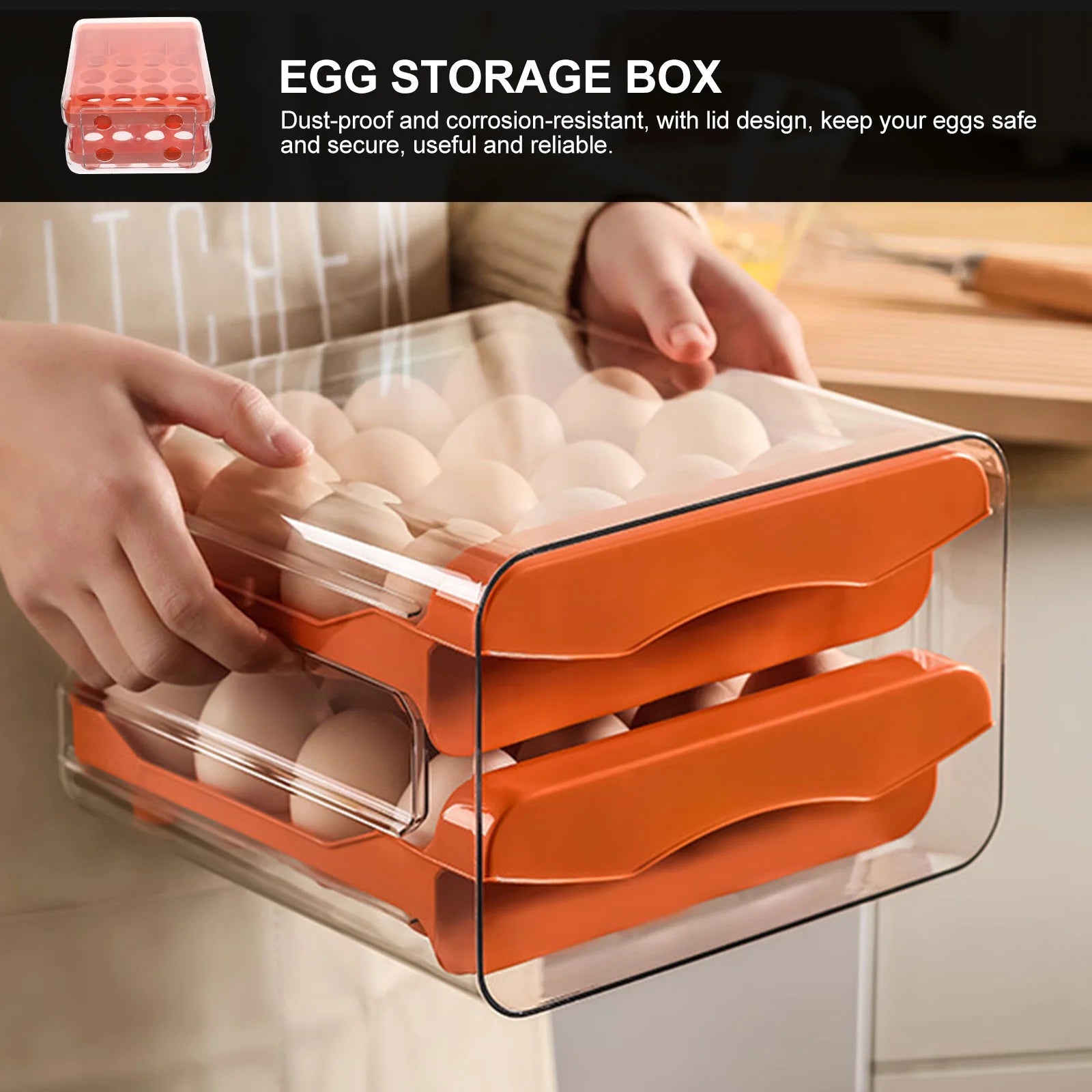 Holder Decor Egg Storage Box Egg Storage Shelf 21.5x22.5x14cm Orange – Practical Home Organization for Streamlined Everyday Routines