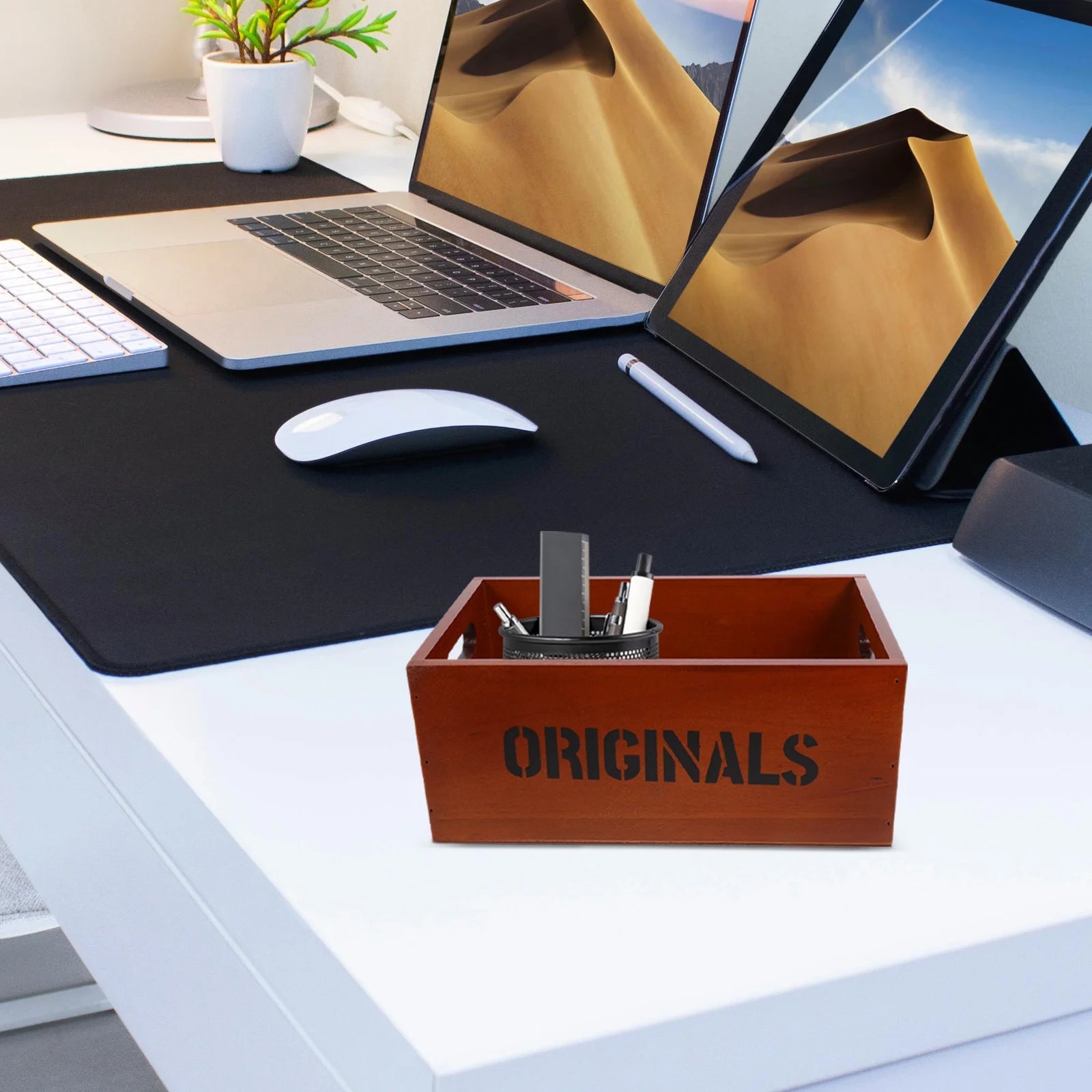 Monitor Stand Cube Storage Wooden Storage Box Office 26.00X16.00X11.00CM Brown – Natural-Look Construction for Streamlined Everyday Routines