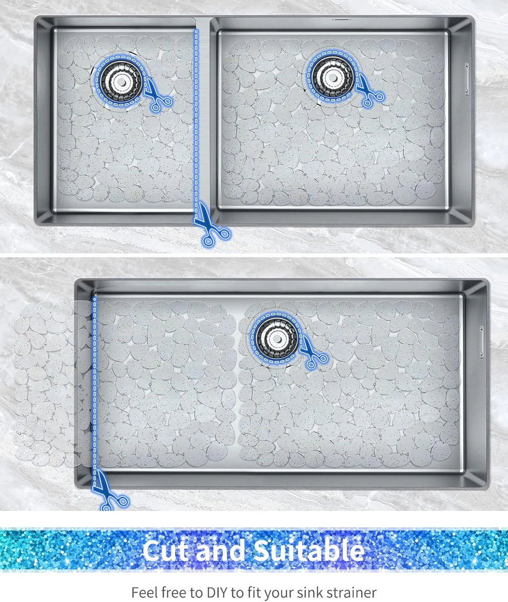 Bligli Pebble Sink Mat 2-Pack - PVC Kitchen Protector for Stainless Steel/Ceramic Dish Drying Mat for Dishes 15.7" x 11.8" Bling Clear – Clear-View Organization for Streamlined Everyday Routines