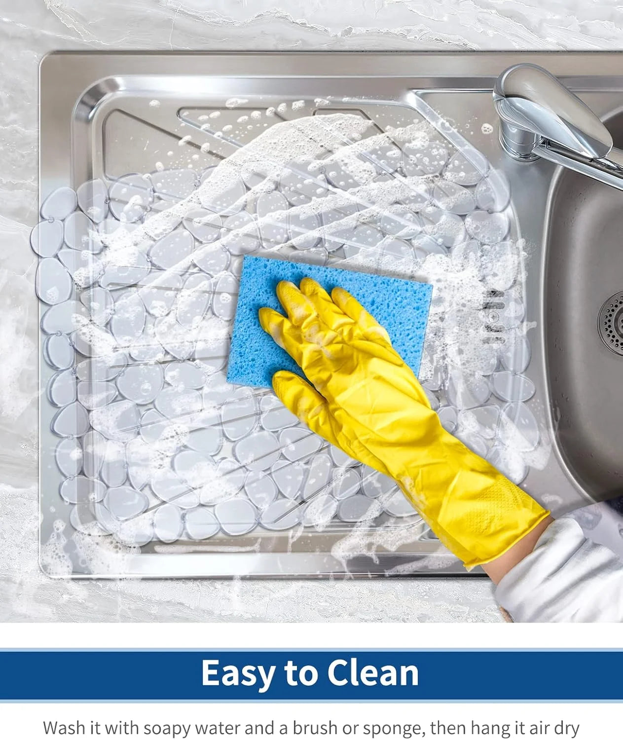 Bligli Pebble Sink Mat 2-Pack - PVC Kitchen Protector for Stainless Steel/Ceramic Dish Drying Mat for Dishes 15.7" x 11.8" Clear – Clear-View Organization for Streamlined Everyday Routines