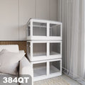 384QT 3-Pack Transparent Stackable Storage Bins with 5 Doors to Open with Wheels Folding Plastic Craft Containers Large Closet Organizers Box for Bedrooms Living Rooms Study Kids' Toys White – Stackable Organization for Streamlined Everyday Routines