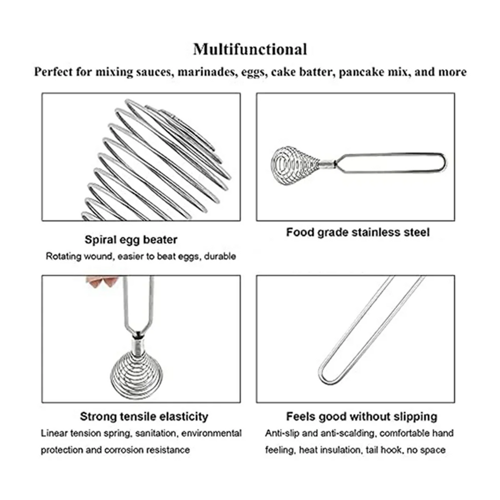 Stainless Steel Spring Coil Whisk Wire Whip-Cream Egg Beater -Cream Hand Mixer Kitchen Tool Accessories for Mixing – Durable Stainless Steel Construction for Streamlined Everyday Routines