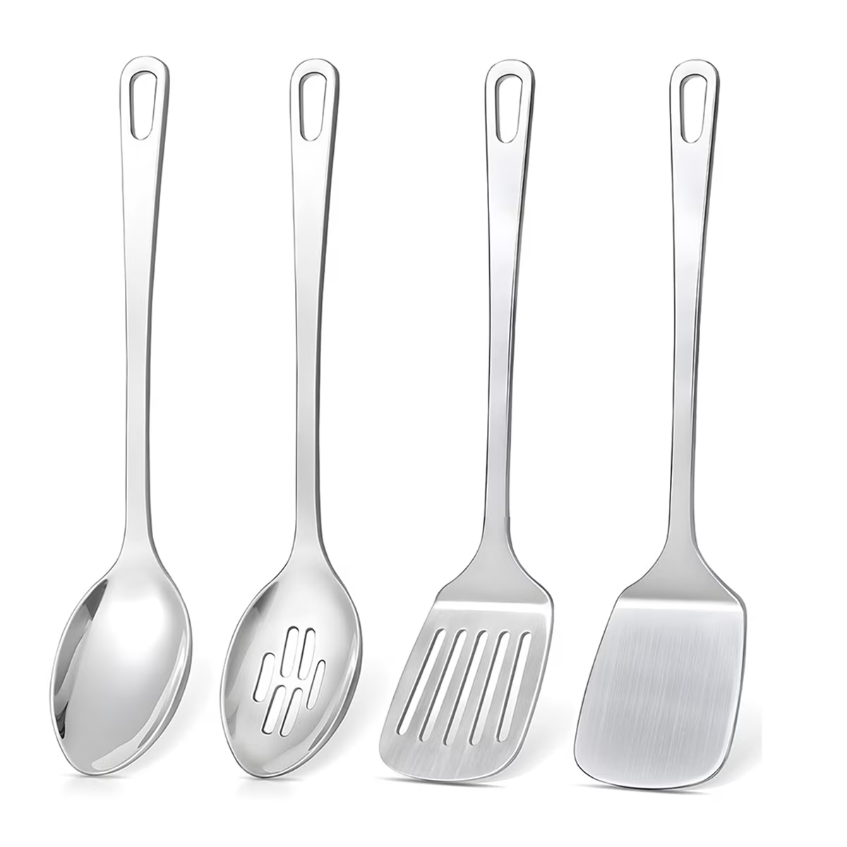 4 Pcs Cooking Utensils Set Stainless Steel Kitchen Utensils,Kitchen Tools Include Wok Spatula Serving Spoon,1 set * spatula set,Silver – Durable Stainless Steel Construction for Streamlined Everyday Routines