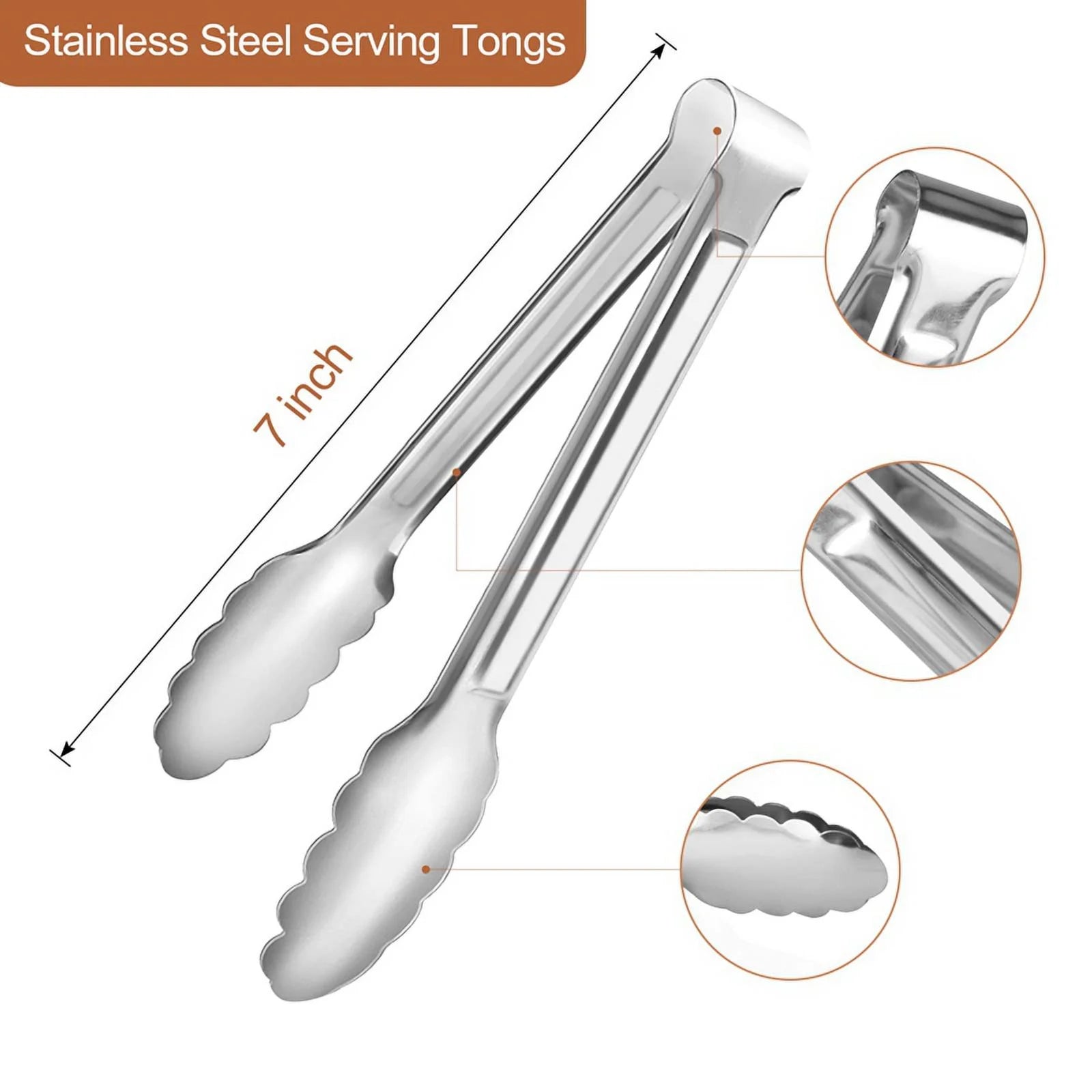 Unbranded 6 Pack Serving Tongs 7 Inch Stainless Steel Food Tongs for Salad Buffet Catering – Durable Stainless Steel Construction for Streamlined Everyday Routines