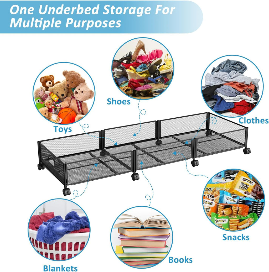 47.2'' Long Under Bed Storage on Wheels 57.6L Large Capacity Rolling Under the Bed Storage Containers Tool-Free Assembly Foldable Underbed Shoes Clothes Toy Drawers – Everyday Household Format for Streamlined Everyday Routines