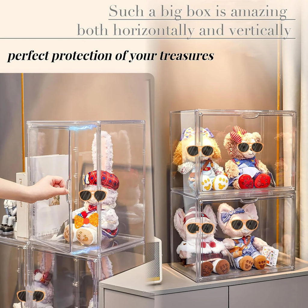 XXX-Large Clear Acrylic Display Case Boot Shoe Storage Boxes With An Adjustable Divider,2 Pack 2 Tiers Clear Plastic Stackable Storage Bins With Lids Big Display Acrylic Box With Magnetic Door – Everyday Household Format for Streamlined Everyday Routines